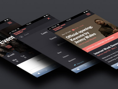 Internet Week Denmark app events internet week menu mobile ui