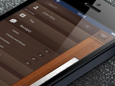 Slide menu ios menu leather menu navigation slide menu ui menu