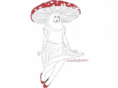 Mushaboom costume drawing fashion illustration line work mushroom