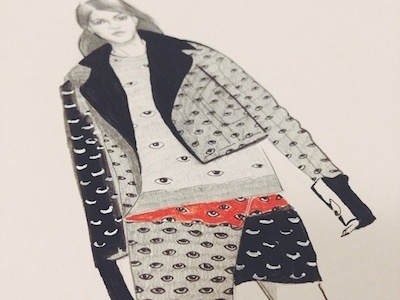 Kenzo drawing eyes fashion fashion illustration girl kenzo model pattern ready to wear runway sketch