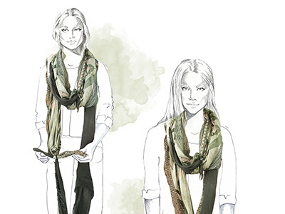 Scarf Style commission drawing fashion fashion illustration freelance illustration scarf style