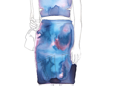 Tie dye II colors drawing fashion fashion illustration model painting purple texture watercolor