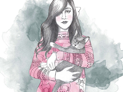 Friends cat drawing fashion fashion illustration girl watercolor