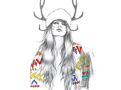 Northern Girl bohemian digital digitalart fashion fashionillustration illustration mixed media portrait watercolor wilderness