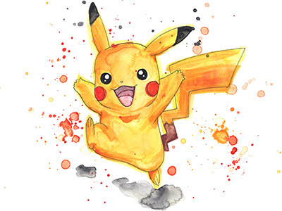 Pika Pika! painting pikachu pokemon pokemongo watercolor