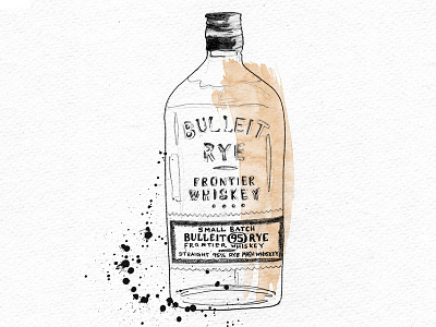 Bulleit Whiskey drawing illustration ink productillustration rye watercolor whiskey whisky