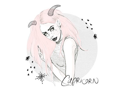 Happy Birthday Capricorn astrology capricorn digital digitalillustration digitalpainting fashion illustration painting photoshop pink woman zodiac