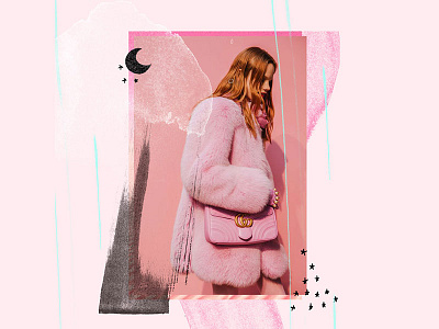 On Wednesdays we wear pink. And Gucci. brush strokes collage fashion gucci mixed media mood board