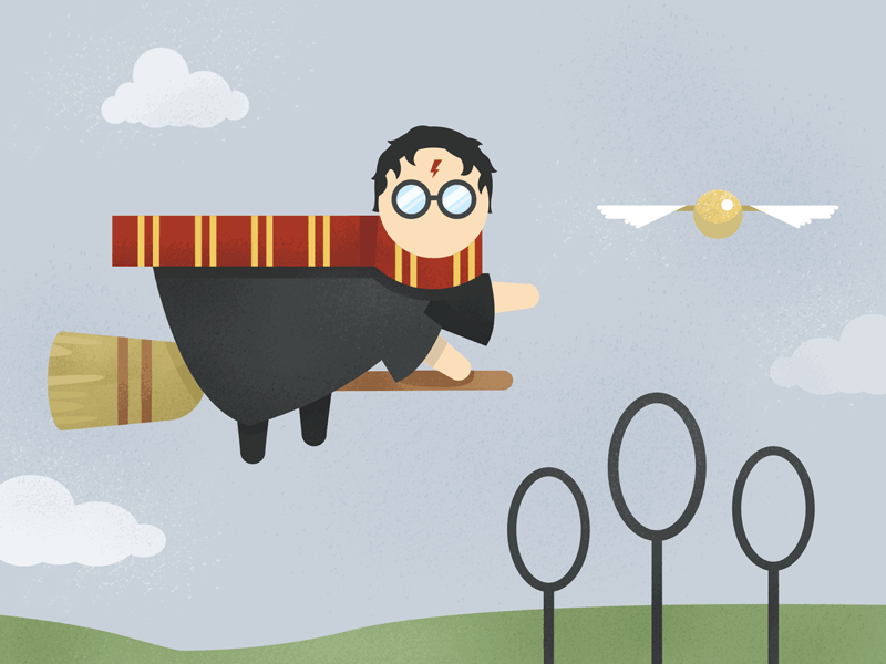 snitch + texture (GIF) harrypotter illustration quidditch