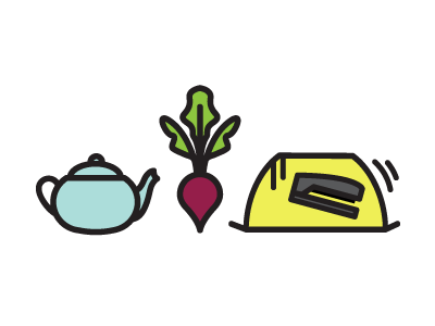 Dunder Mifflin office supplies beet icons illustration jello stapler teapot the office