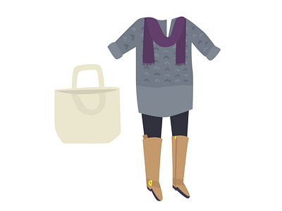 outfit boots clothes illustration outfit scarf shirt tote bag