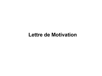 Lettre de Motivation