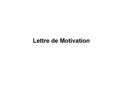 Lettre de Motivation