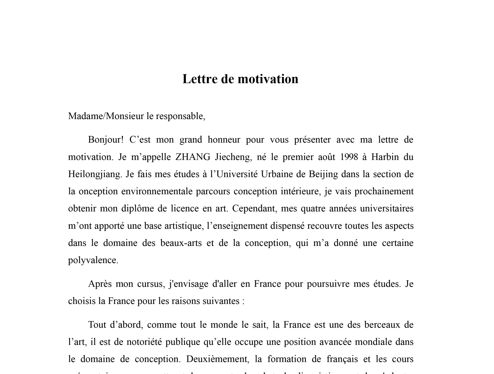 Lettre De Motivation By Binggan On Dribbble