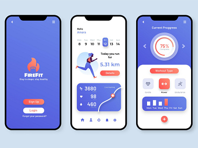 FireFit app ui app ux fitness graphic design ui uiux ux