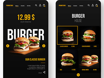 Restaurant App User Interface animation app ui app ux branding design graphic design logo motion graphics ui uiux