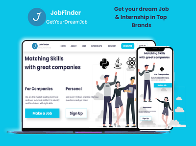 JobFinder Website-App app design illustration internships job search ui ux website design