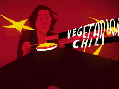 Vegetarian Chili animation cel cheese chili flying gold noodles star surprise vegetarian