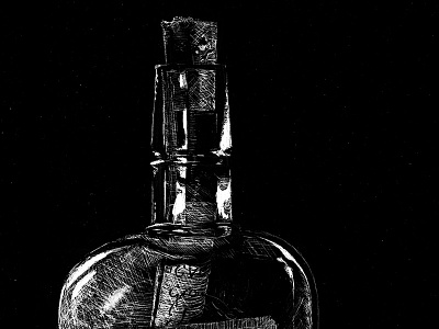 Message in a Vintage Whiskey Bottle bottle detail glass illustration message message in a bottle scratchboard seasonal secrets secret midnight press ships vintage whiskey