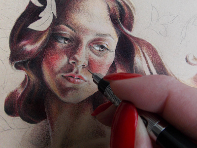 Gail colored pencil coloured pencil detail drawing face hair illustration portrait process progress
