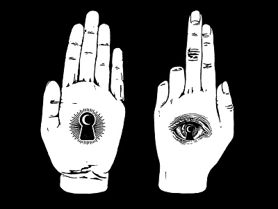 Keeper design drawing eye hand illustration ink keyhole pen secret midnight press tshirt