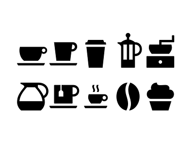 Coffee Icons coffee cupcake espresso french press icon mill pictogram tea togo vector