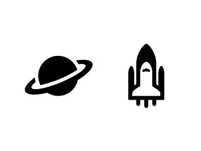 Space icons - saturn & spaceshuttle astro glyphs icons space