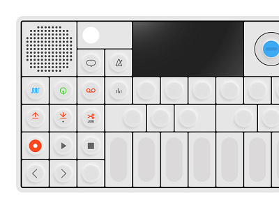 OP-1 buttons gadget icons illustration rendering synthesizer