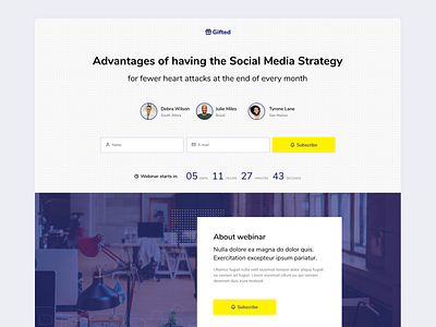 Landing Page Webinar event landing landing page landing page design one page subscribe ui web webdesign webinar