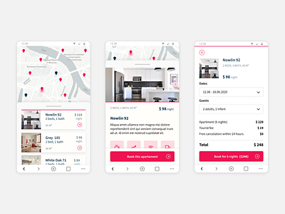 Mobile Web Apartments Booking booking form forms map maps mobile mobile ui mobile web ui