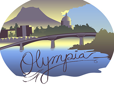 Olympia design gradient handwriting illustration lettering sticker