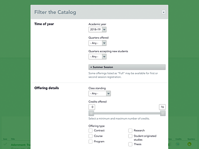Catalog Filter avenir form layout select slider typography ui