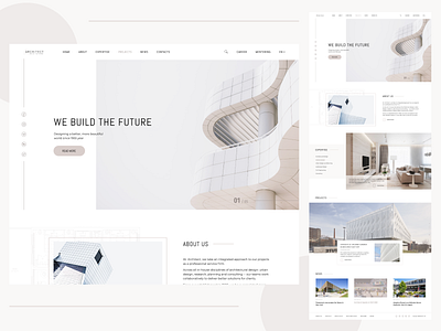 Building Company Site architecture branding company design light logo site site design ux web