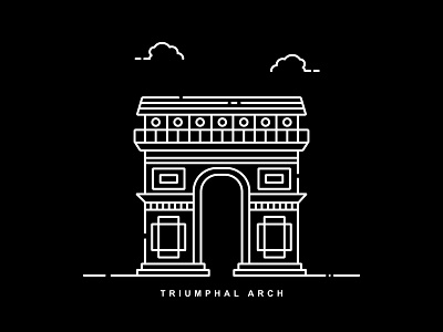 Triumphal Arch Monument Paris France History Building building design flat historical icon illustration illustrator logo minimal vector