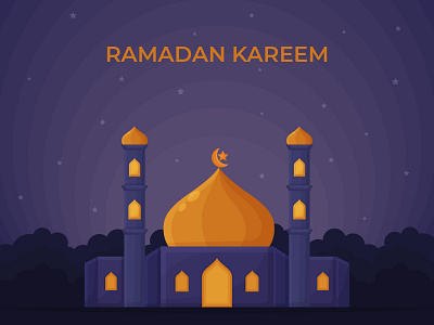 Ramadan Kareem Illustrations For Greeting Card or Poster building design flat illustration illustrator mubarak muslims ramadan ramadan kareem ramadan mubarak ui vector