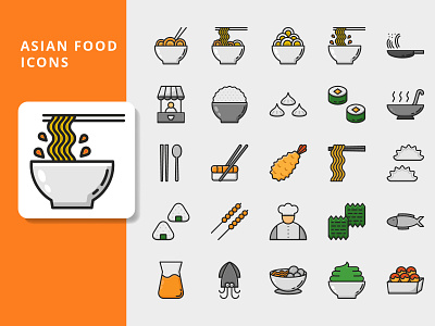Asian Food Filled Outline Icon