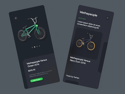 e-Commerce Bmx Bike Mobile App bike biker branding dark dark app typography ui uiux uiuxdesign ux