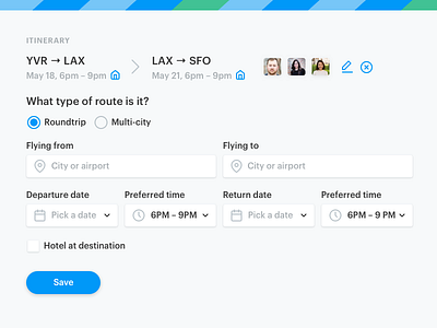 Travel Form airport avatar blue booking checkbox date form icons input radio travel web