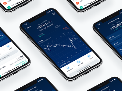 Crypto.com Currency Wallet app blue buy chart crypto finance fintech graph ios mco mobile portfolio