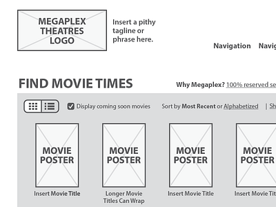 Movie Theatre Homepage Wireframe