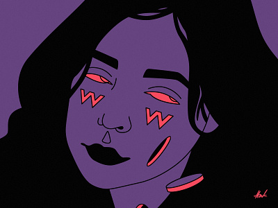 Beverly atmosphere black character characterdesign design eyes face flashlight girl hole illustration light markdizajn purple vector