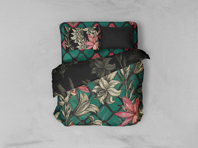 Vintage Theme Bedset Design bedding bedsheet design illustration textile design textile print vector