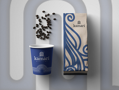 Kamari branding branding design business cup design icon logo mock up mockup pattern photo photoshop typography