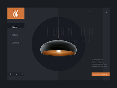 Turn On black dark dark ui lamp lamps light orange shop store ui ui ux ui design ux web webshop website website design