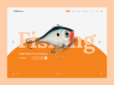 Fisherman design figma fish fisherman fishing minimal online shop orange ui ui design ux web web design