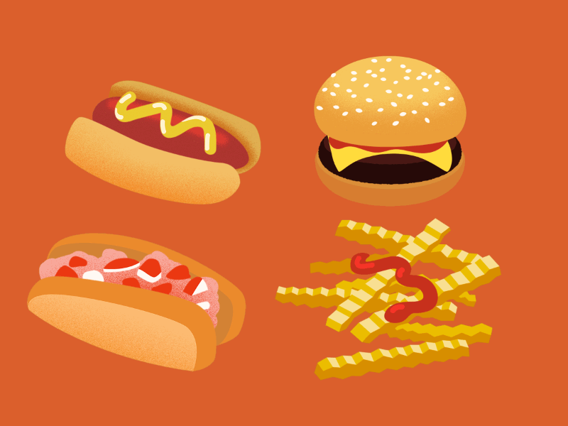 Cookout Food after effects animation food french fries hamburger hot dog illustrator lobster roll tv