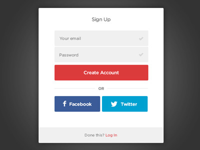 Sign Up Modal clean flat register sign up social