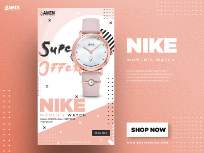 Woman Watch Social Media Post Banner Design banner design branding design illustration instagram instagram post instagram stories muhammadranju muhammadranju23 social meida