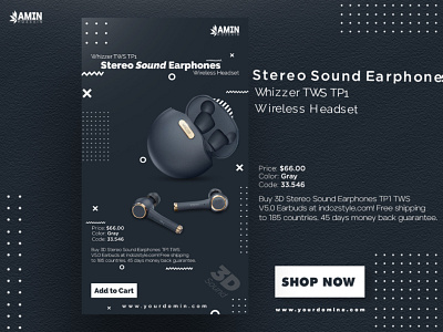 Stereo Sound Earphones Social Media Post Desing