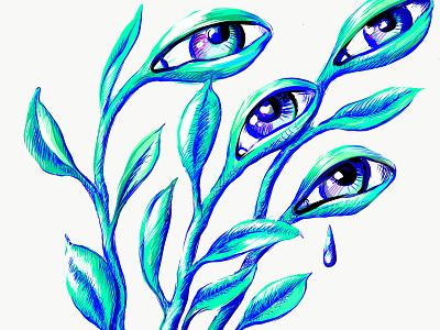 chlorofil art creative digital art digitalart fantastyka fantasy illustration oczy roślina surreal szkic sztuka